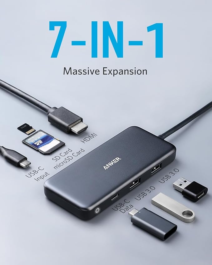 Anker 341 7-in-1 USB-C Hub with Power Delivery Anker 341 7-in-1 USB-C Hub with Power Delivery
